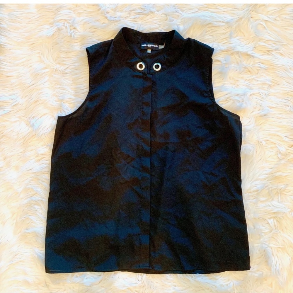 KARL LAGERFELD Black Sleeveless Button Dow… - Picture 1 of 3